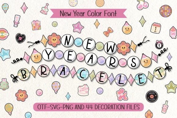 Celebrate with the New Years Bracelet Color Font