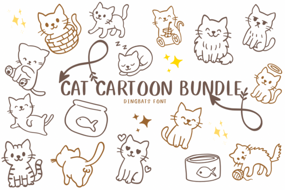 Unlock Creative Charm with the Cat Cartoon Bundle Font